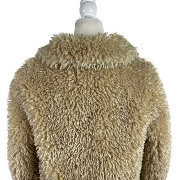 Zara Faux Fur Long Teddy Sherpa Jacket Coat Natural Beige Size Small 8490/241 - Picture 8 of 16